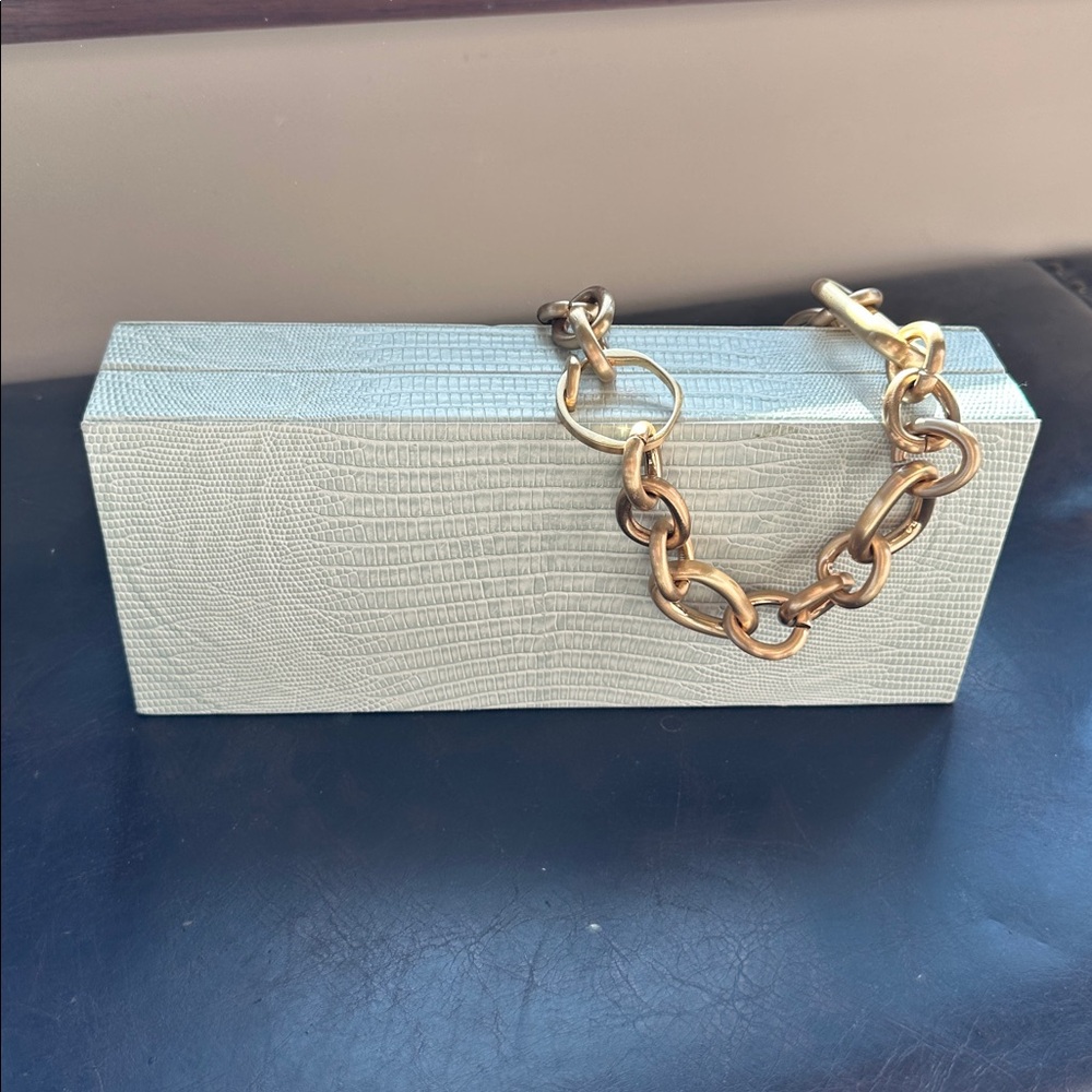 Cult Gaia Calla Wristlet Clutch with gold chain handle. - Picture 4 of 12